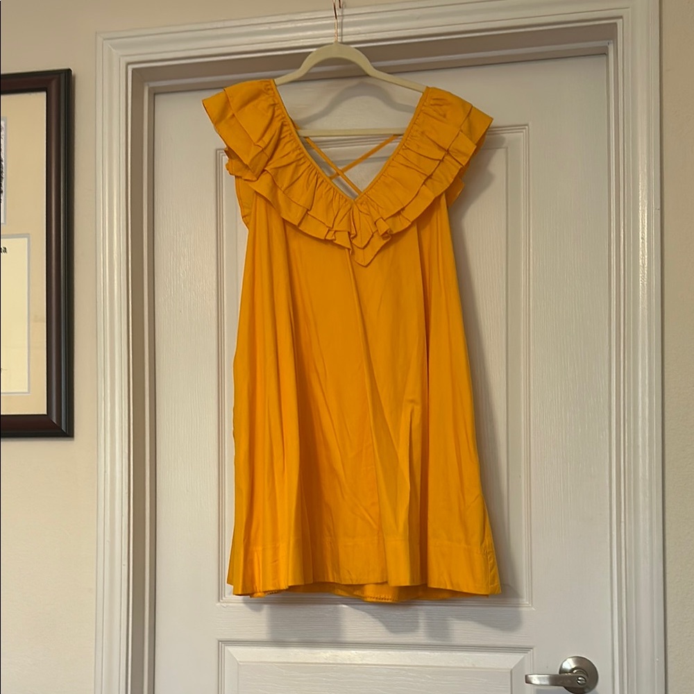 Yellow Ruffled Sleeveless Top